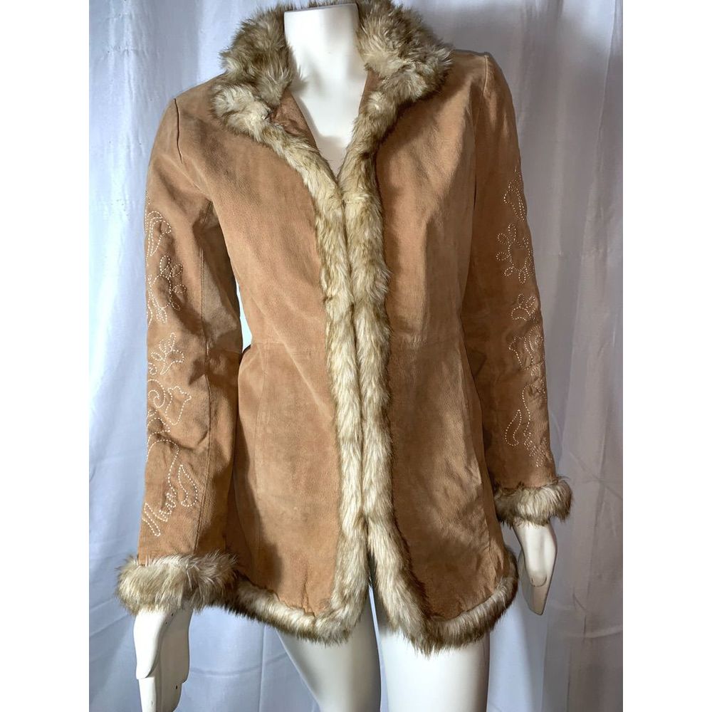 SOLD Vintage 90’s Y2K Tan Leather Penny Lane Coat Medium - Picture 1 of 13